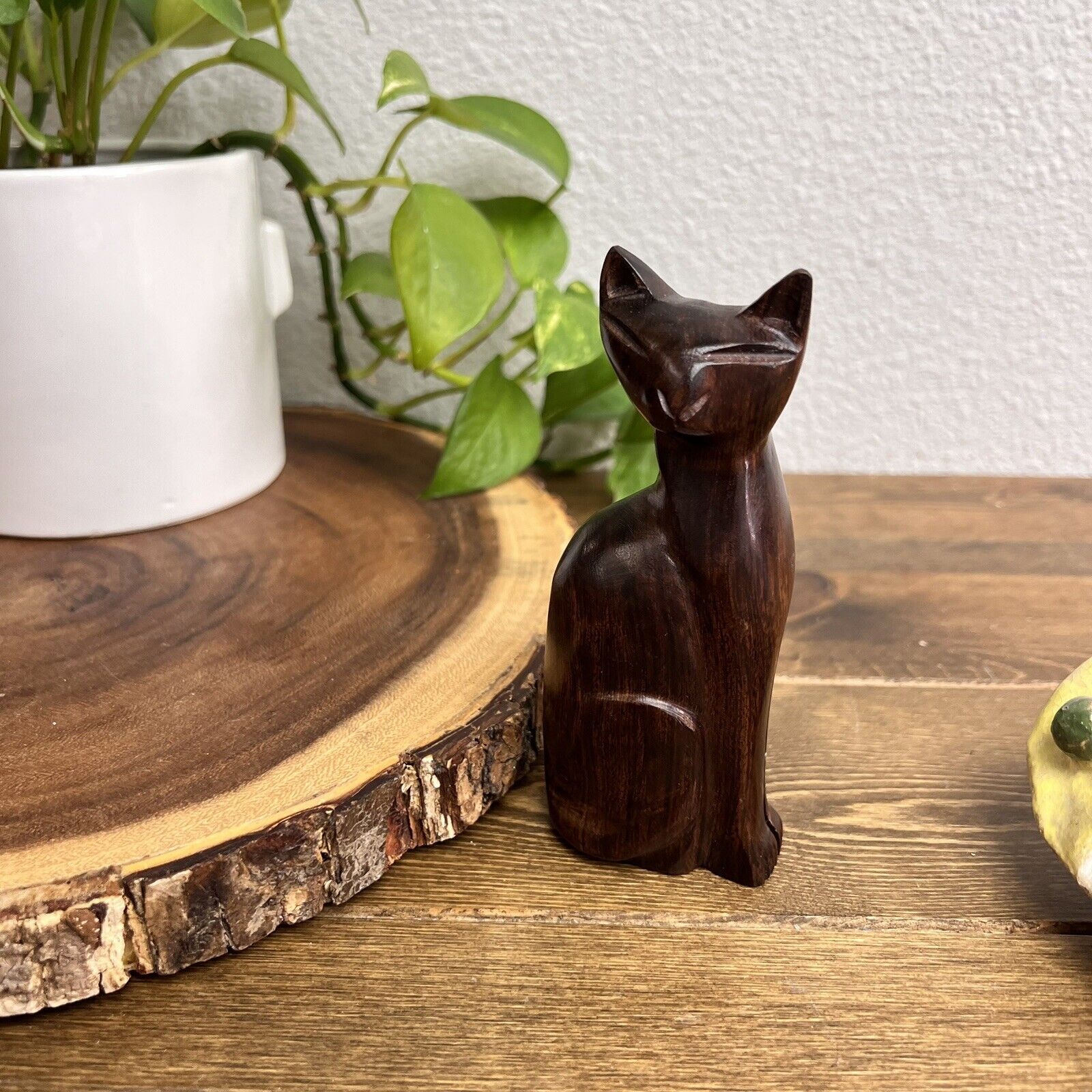 Vintage Ironwood Cat Hand Carved Sculpture Figurine 5 Inches