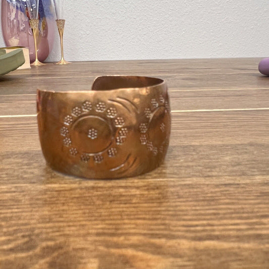 Vintage Mexico Wide Copper Signed Cobre