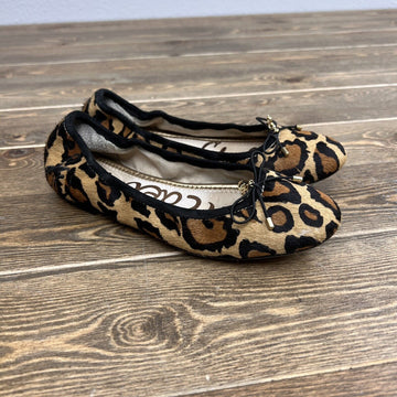 Sam Edelman Felicia Womens 5.5 Ballet Flats Shoes Leopard Print Slip On Bow