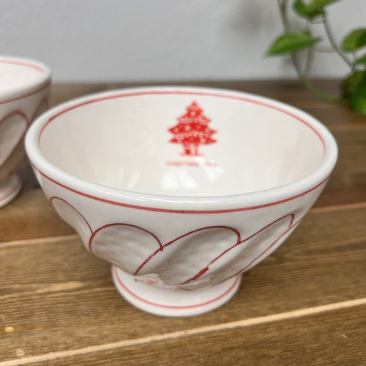 Anthropologie Molly Hatch Vintage Christmas Set of 4 Bowls Red Trees