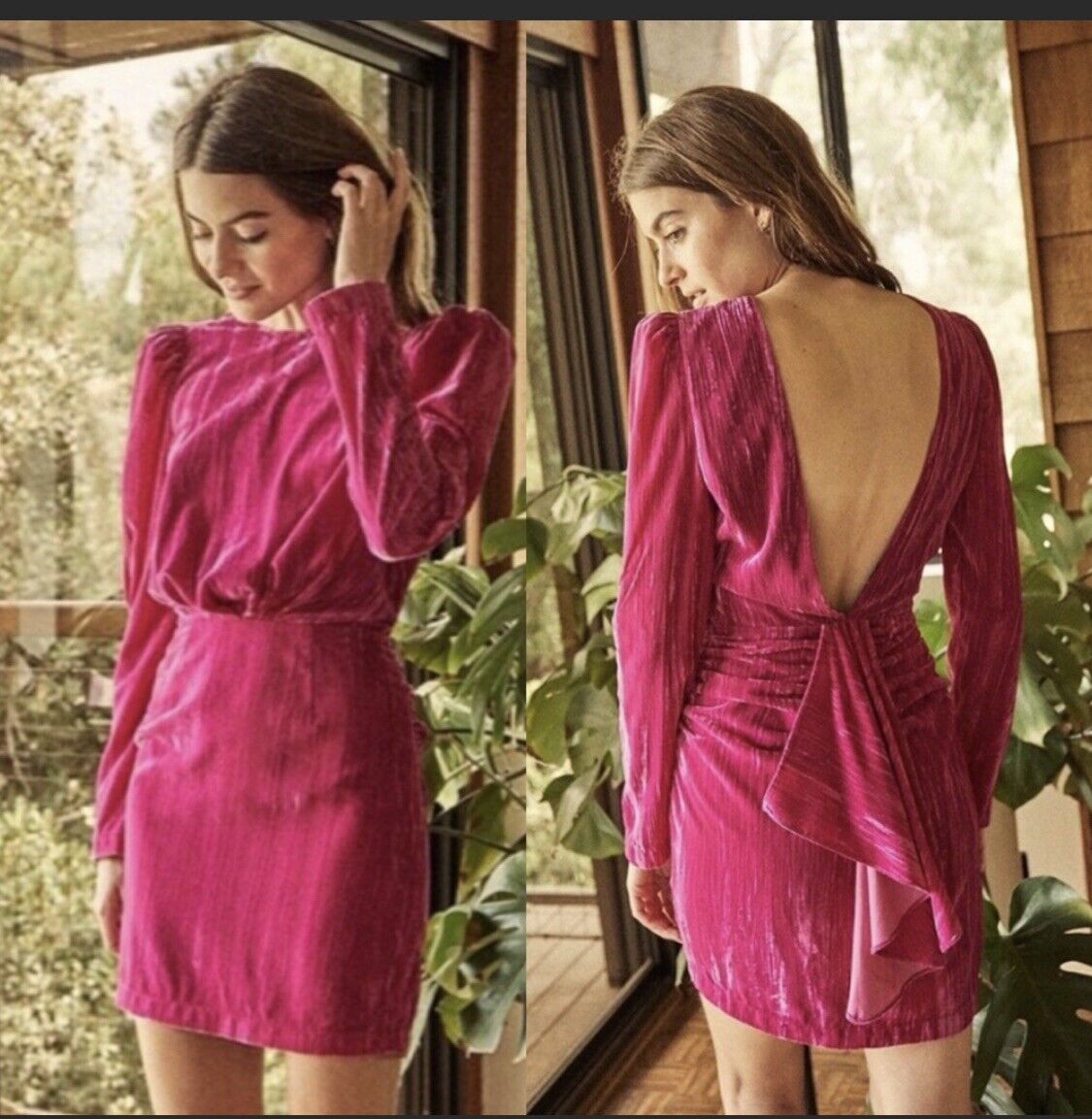 Women's Saylor Tenley Long Sleeve Velvet Mini Dress Size S Pink Retails $253