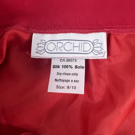 Vintage Orchid Size 9/10 Solid Red 100% Silk Women's Long Skirt