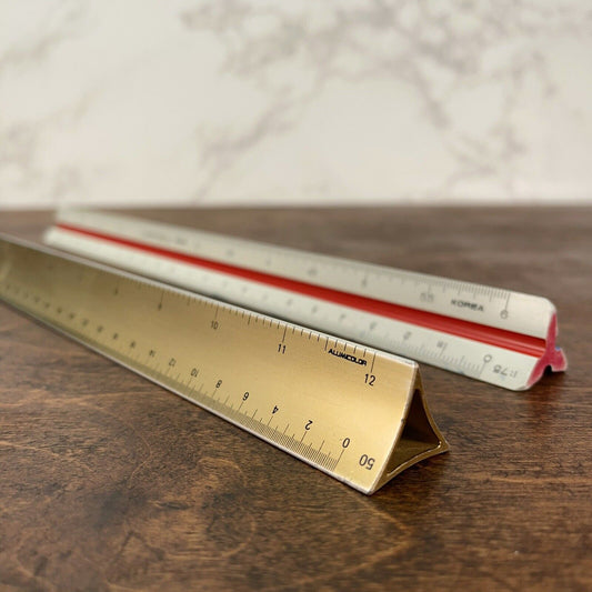 Vintage Pacific Arc & Alumicolor Architect Triangular Drafting Rulers 12 Inch