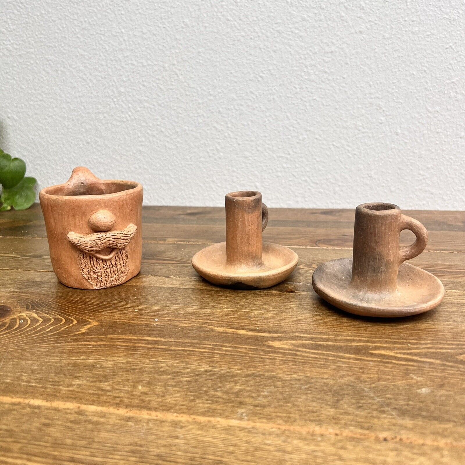 Authentic Oaxacan Handcrafted Clay Coffee Mug & Candle Holder Pottery Souvenirs