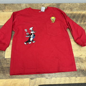 VINTAGE Warner Bros Sweatshirt Youth XS Red Looney Tunes Sylvester & Tweety