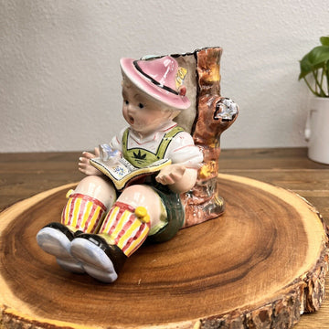 Vase by Elsa Lagorio 1950s Boy Reading A Book Made In Italy Vintage