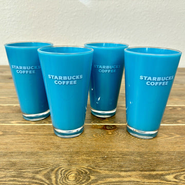 Aqua Blue Starbucks 21oz Thick Plastic Cold Beverage Cup Tumbler 2007 Set of 4