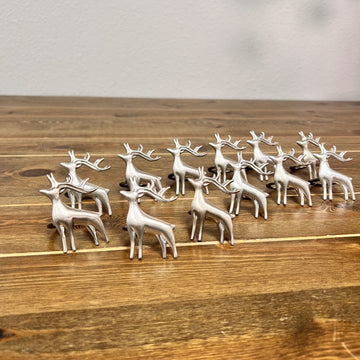 12 Vintage World Market Silver Tone Deer Napkin Ring Set