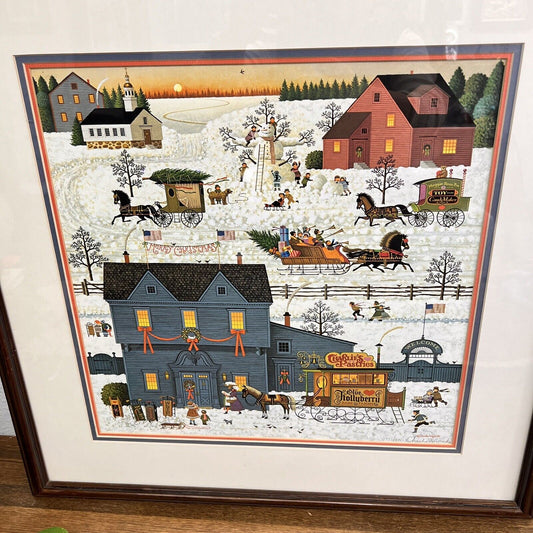 Cape Cod framed Charles Wysocki "A Warm Christmas Love” Signed, Numbered, Titled