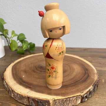 Vintage Japanese Kokeshi Doll Wood  Dream of Spring Floral