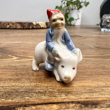 Vintage Wade  Whimsies, Elf Riding A Pig