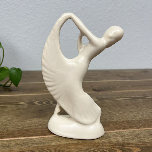 Vintage White Ceramic Dancing Girl  7” on L elbow Figurine