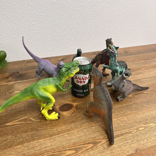 Lot of 7 Random Hard Plastic Toy  Prehistoric Dinosaurs