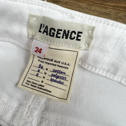 Lagence Womens Skinny Pants Jeans White Mid Stretch USA Made 24