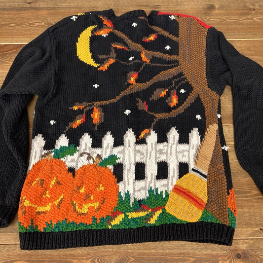 Susan Bristol Halloween Sweater 1995 Trick-or-Treat Fall Pumpkin M Vintage