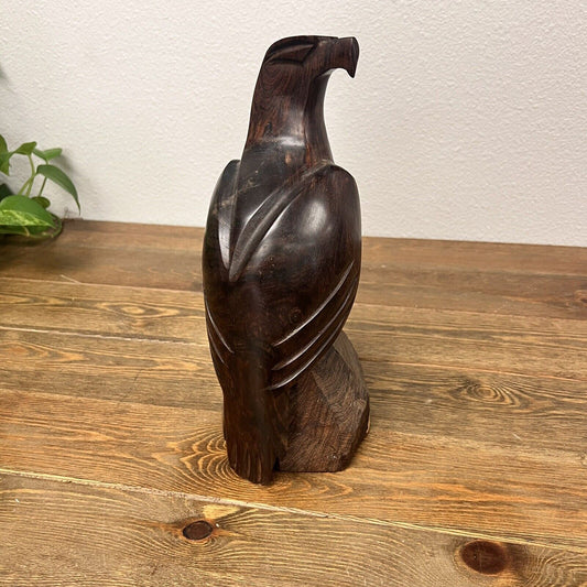 Hand Carved Ironwood Eagle, Falcon, Hawk, Bird Of Prey wood Statue Decor