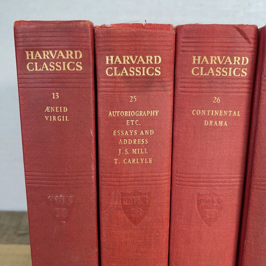 Harvard Classics Hardcover Books Set of 7 from 1910, 1938 and 1965 Red