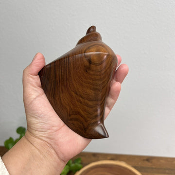 Zericote Wooden Carved Shell Figurine Vintage