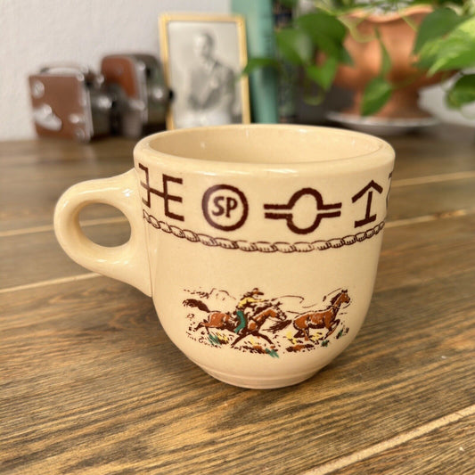 WALLACE CHINA Westward Ho Rodeo Pattern Coffee Mug Cowboy & Horses