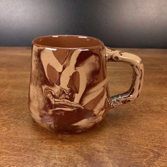 Custom Handmade Ceramic Mug Chocolate Color Marbled Design Dated 2006