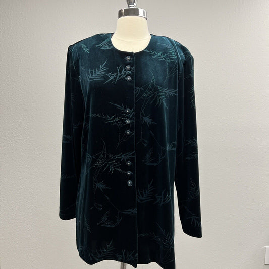 Vintage R&M Richards Velvet Sparkel 2 Pieces By  Karen Wong Dark Green Size 16