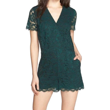 Chelsea28 Botanical Emerald Green Lace Romper Size 2