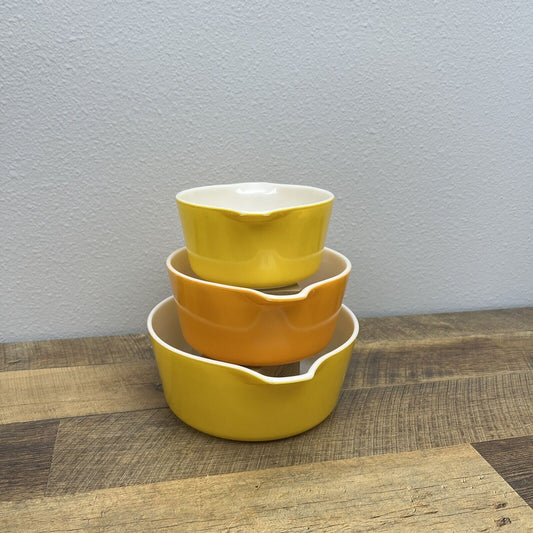 Set of 3 Vintage Pyrex Yellow Gold Baking Dish 473, 474 B, 475 B