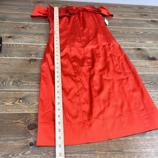 PHOEBE COUTURE Red Satin Bow Detail Dress Size 2