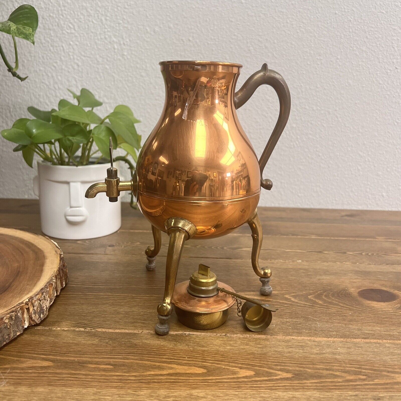 Dutch old Vintage antique Copper Pewter Teapot Coffee  RIO TIEL No Lid