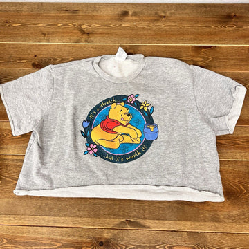 Pooh Brand Winnie the Pooh Gray Cropped Tshir Size L Vintage