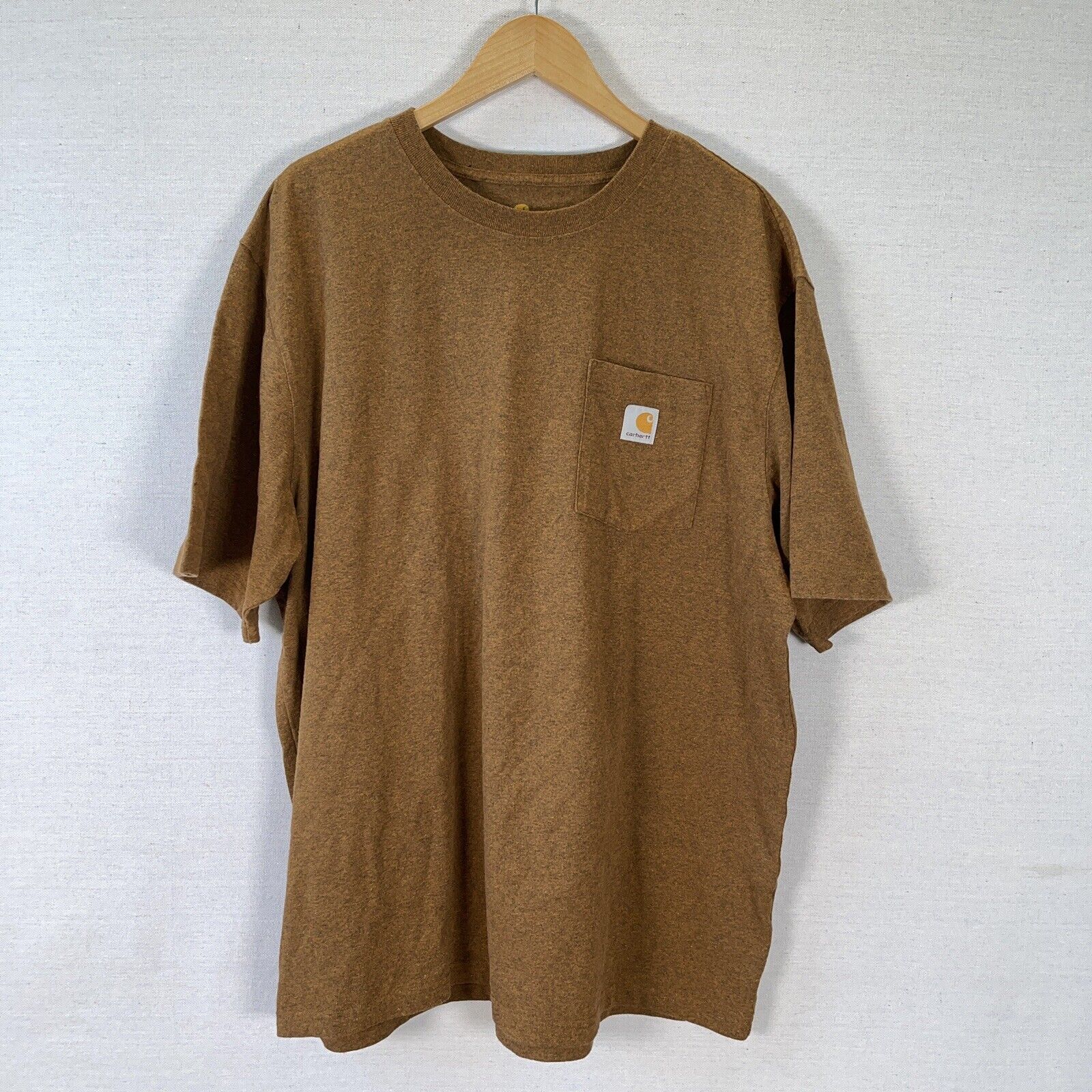 Carhartt T-Shirt Mens XL Original Fit Oiled Walnut Heather Cotton Heavyweight