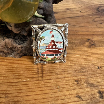 Jane Blunk Large Hand Painted Coronado California Pendant Pin Brooch