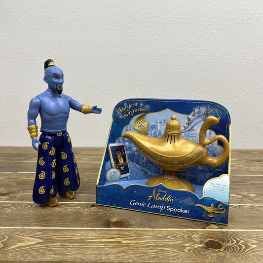 Disney Aladdin Genie & Light Up Lamp Speaker device Set 3 See Description