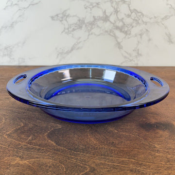 Anchor Hocking Deep Cobalt Blue 9" 2 QT Deep Dish Pie Plate Tray with Handles