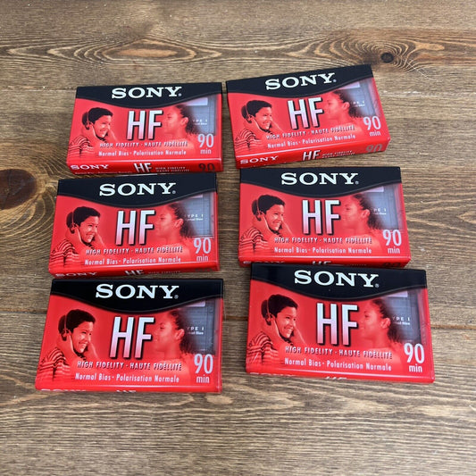 SONY HF 90 Minute High Fidelity Blank Audio Cassette Tapes 6 Normal Bias New