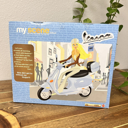 NEW 2003 My Scene Barbie Doll Vespa Gift Set w/ Blue Scooter Mattel #C1680