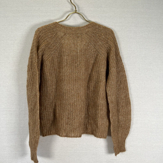 NWT 360 Sweater Italian Yarn Brown Long Sleeve V-Neck Pullover Size XS