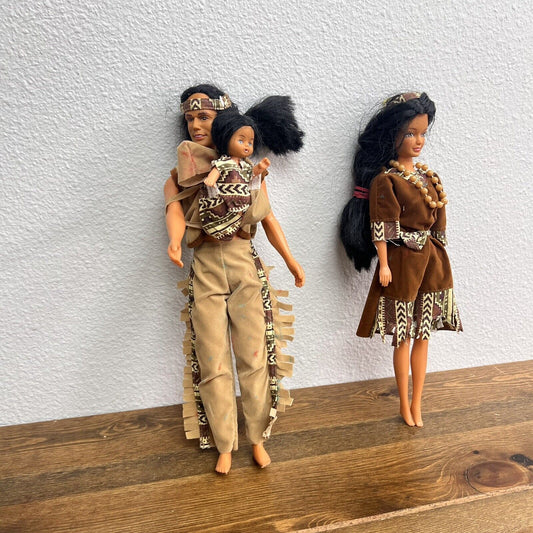 Native American Dolls &12” Action Figure Dressed Barbie Ken Style Black Hair