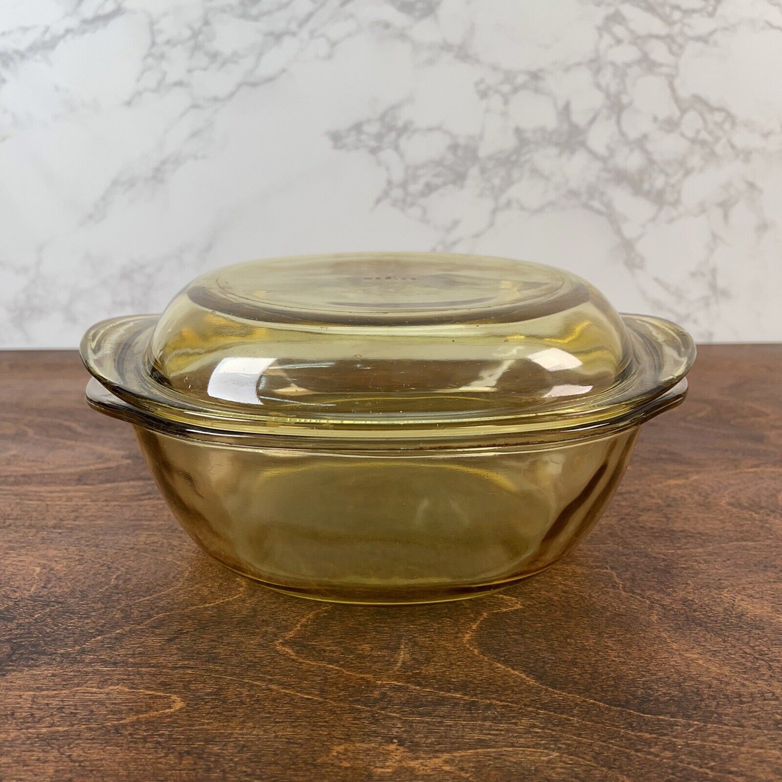 Vintage Amber Gold Glass Casserole PYREX Mexico With Lid #10