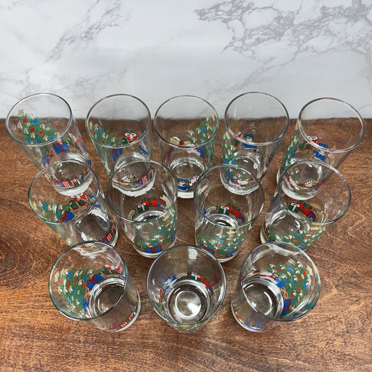 Vintage 1988 AHC Anchor Hocking Holiday Christmas Highball Glasses Set of 12