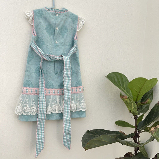 Naxos Aqua Blue & Pink Dress Size 8 Made In Spain