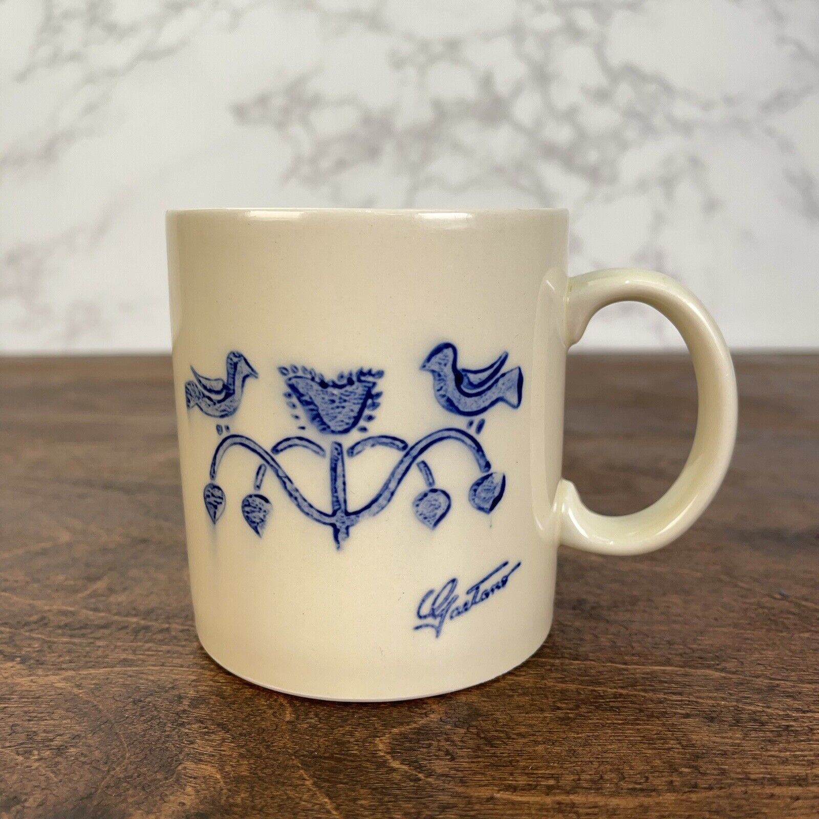 Gaetano Pottery Calif. Coffee Mug Cup Featuring Birds