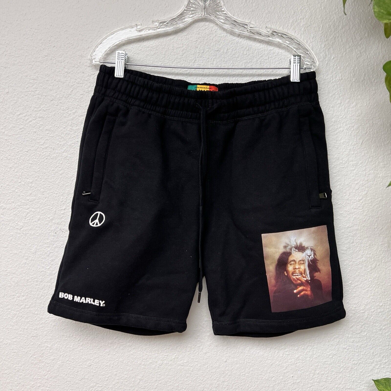 Men’s BOB MARLEY Shoe Palace Black Shorts  Size Large