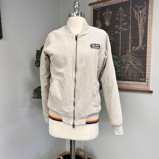 Rip Curl corduroy jacket with patch, embroidered logo, fleece lining size 8