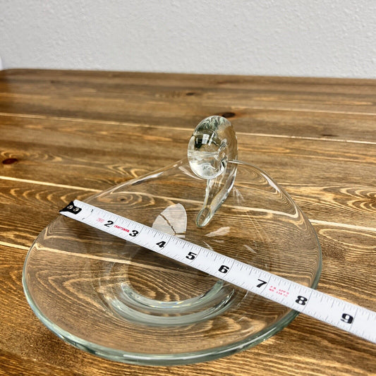 Vintage  Crystal candy Dish with Scroll Snail Handle