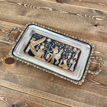 Vintage Egyptian Metal Tray Hosny Gomaa by Hand Work - Made In Egypt