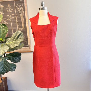 Marc New York Andrew Marc Red Square Neck Sheath Dress Sz 6 Cocktail Dress