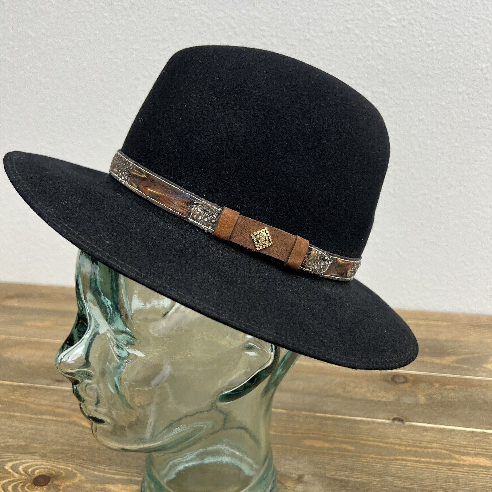 Vintage Royal Bobby Lee Genuine Braided Feather Felt Hat Black Small Canada