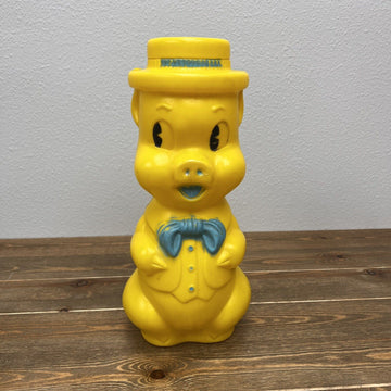 Vintage 1964 AJ Rezni Large 15 Inch Blow Mold Yellow Piggy Bank Used