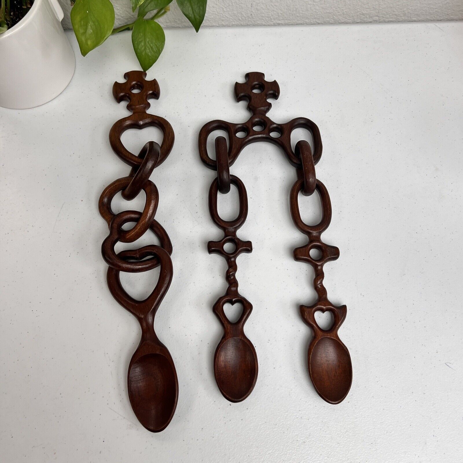 Vintage Wooden Heart Love Welsh Spoon Wood Set